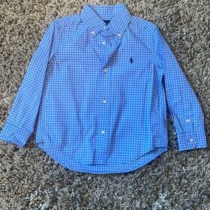 Boys Ralph Lauren blue and white long sleeve button up